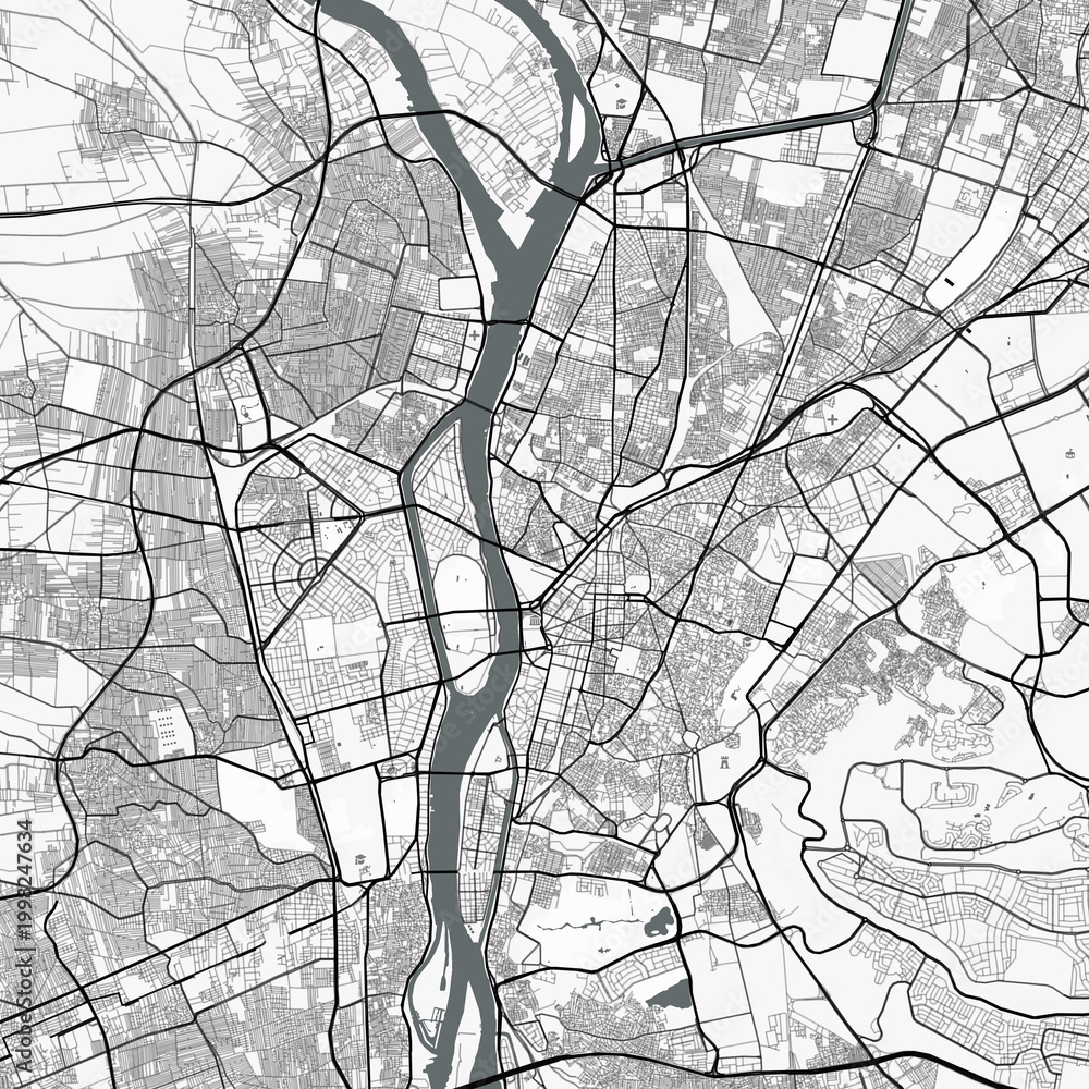 Obraz premium Visually appealing minimalist city map of Cairo, Egypt
