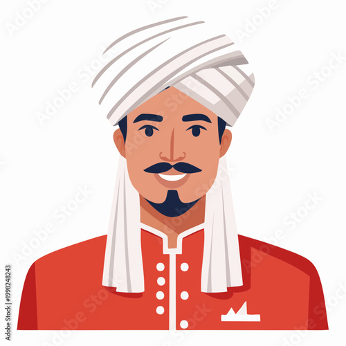 Illustration of a man wearing a turban and traditional clothing