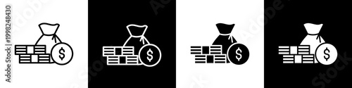 Money bag  black and white icon design concept