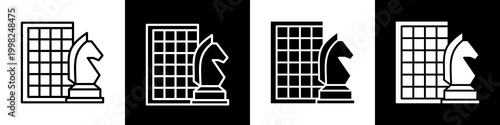 Chess game black and white icon design concept