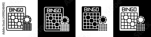  Bingo black and white icon design concept