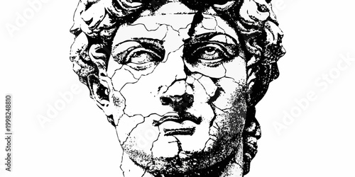 Bust of a man stippled illustration black and white