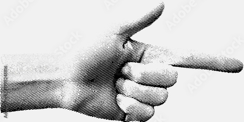 Hand making a pointing gesture black and white illustration
