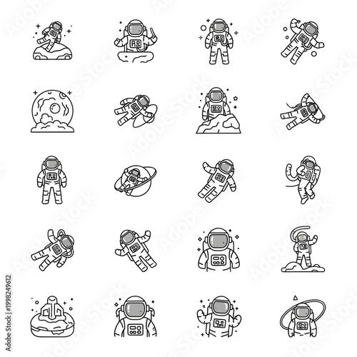 Astronauts in Space Various Poses.