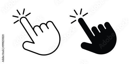 Click Hand icon, symbols pack for UI designs.