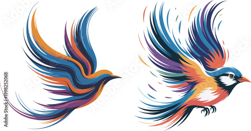 Colorful bird gradient illustration logo concept