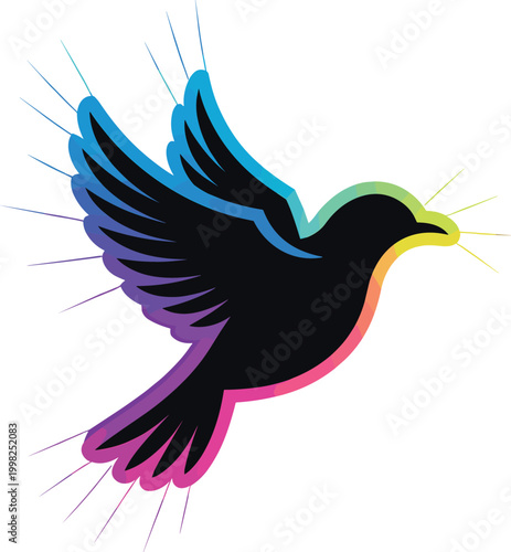 A bird flying in the air on a white background