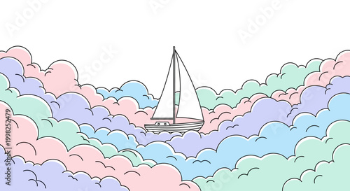 Sailing boat on the water surface.
