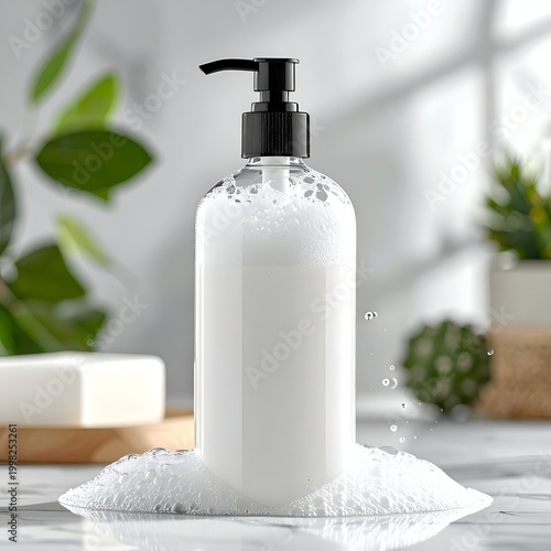 Soap dispenser with white liquid
