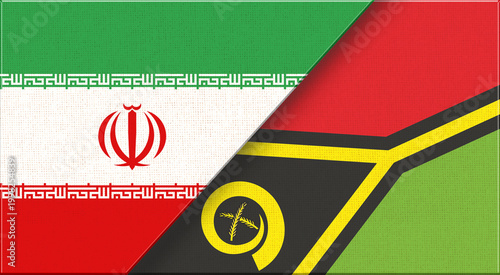 Foto Double flag of Iran and Vanuatu on fabric texture