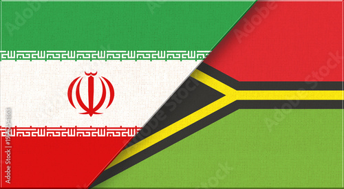Photos Double flag of Iran and Vanuatu on fabric texture