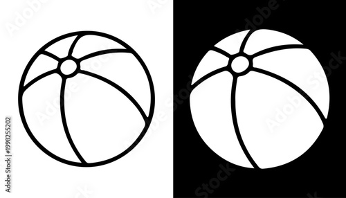 Tableau sur toile Beach Ball Harmony: a simple beach ball displayed in a unique split-color background, bringing summer, fun, and relaxation to the fore