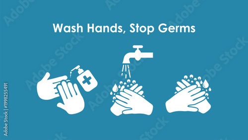 Wash hand and Stop Germs Awareness Banner
