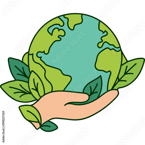 Hand Holding Earth Planet Illustration