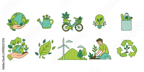 Eco Friendly Sustainability Icon Set
