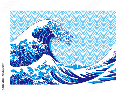 青い神奈川沖浪裏