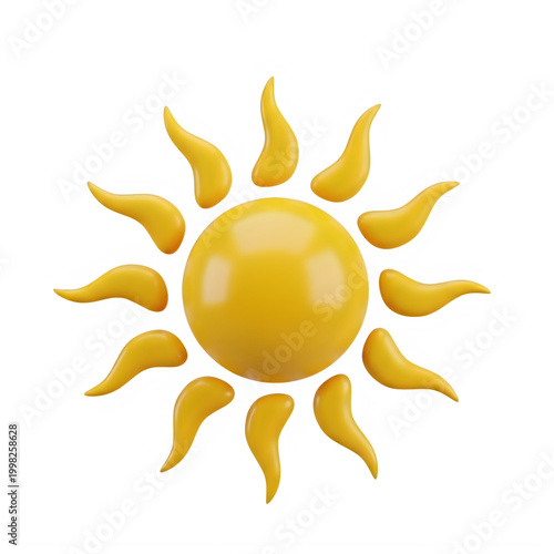 Vibrant yellow sun with radiant rays and a smiling face