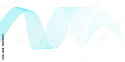 Vector illustration of wavy turquoise lines on white background for design and technology concepts