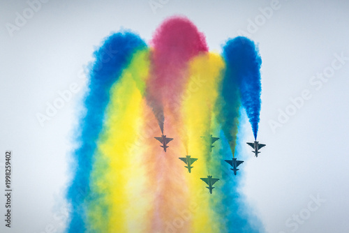 Slika na platnu Jet aircraft aerobatic show at airshow, China