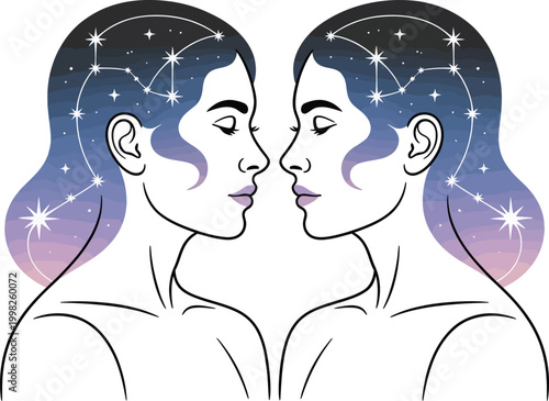 Gemini twins represent the dual nature of human personality in this zodiac.