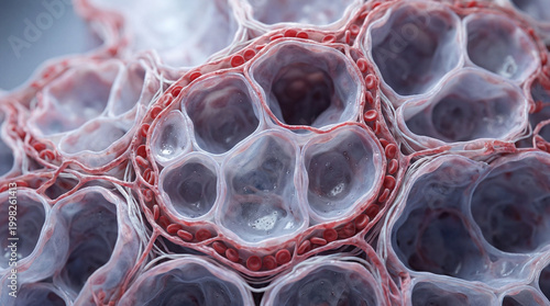 Intricate biological architecture reveals the delicate ballet of oxygen exchange within tiny lung structures