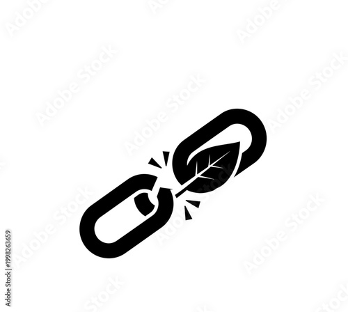 Eco-Friendly Chain Link with Leaf Symbolizing Green Connection and Sustainability.