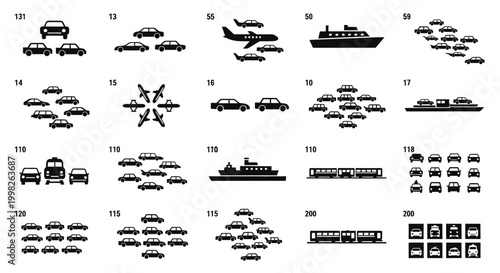 Collection of various vehicle silhouettes.