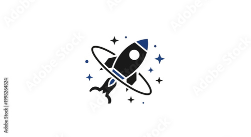 Rocket ship soaring through the cosmos.