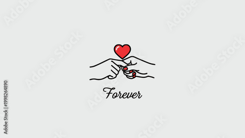Pinky Swear Promise Hands with Red Heart and Forever Text