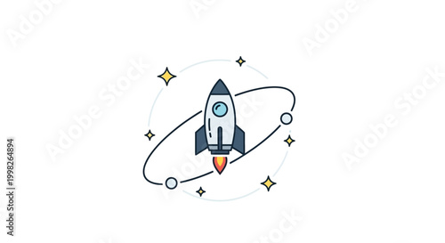 A rocket ship soaring through the cosmos.