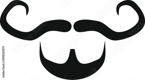 Black mustache and beard icon symbolizing vintage gentlemen and facial hair fashion