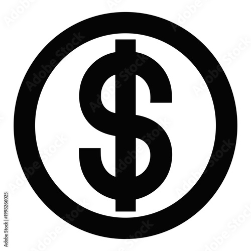 Currency Symbol: A stark monochrome rendition of the universal currency symbol, conveying concepts of finance, commerce, and monetary value.