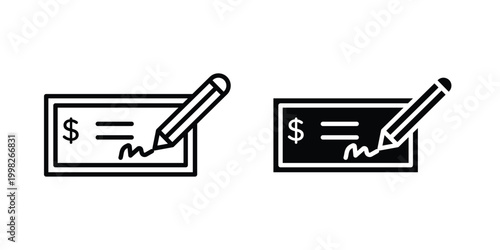 Signing cheque icon, symbols pack for UI designs.