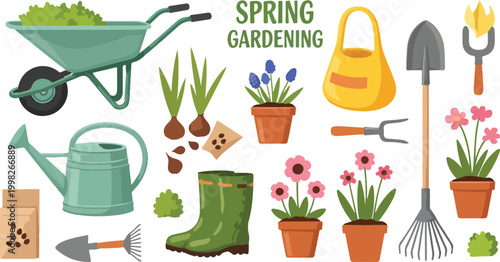 set of gardening tools