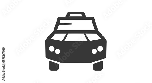 Black Car Front View Simple Illustration.