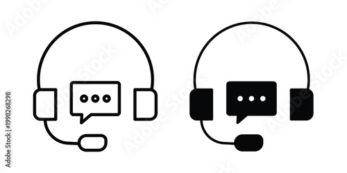 Support service headset icon, symbols pack for UI designs.