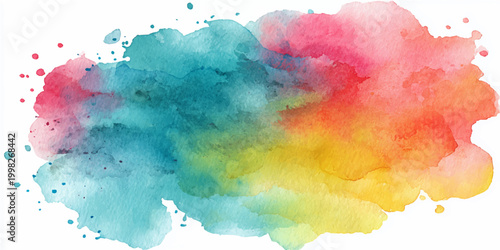 A vibrant watercolor splash bursts with a rainbow of colors. The image captures the fluid beauty and expressive nature of watercolors.