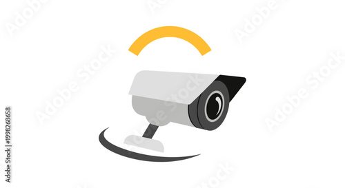 Security camera with motion tracking symbol.