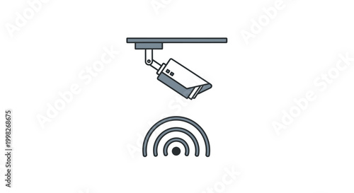 Security camera with wireless signal icon.