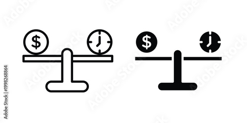Time and money scale icon, symbols pack for UI designs.