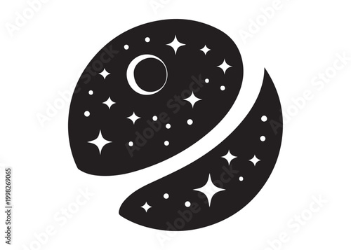 galaxy logo silhouette vector, sparkling galaxy logo silhouette vector illustration, celestial swirl logo silhouette, astronomical sparkle logo silhouette design on white background 