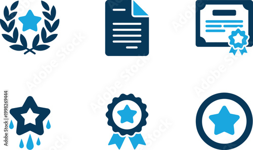 Collection of award and achievement icons with stars