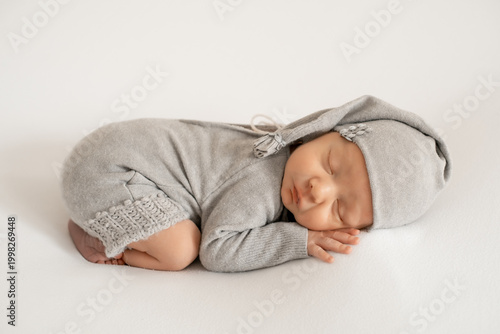 portrait of a sleeping newborn baby, space for text, a little baby sleeping peacefully