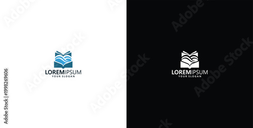 vector logo design wave logo and book logo