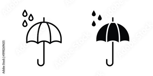 Umbrella with rain drop icon, symbols pack for UI designs.