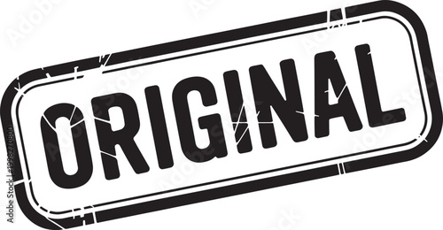 Bold, rectangular rubber stamp mark with the word ORIGINAL prominently displayed, showcasing a rough, textured appearance ideal for emphasizing authenticity and uniqueness.