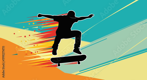 Skateboarder goes to perform tricks on a sunny day outdoors