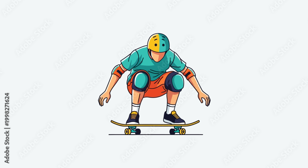 Fototapeta premium Go skateboarding on a sunny day with a person crouching