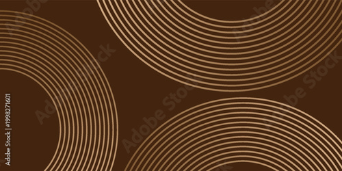 Abstract background with elegant brown and bronze concentric circles. Modern geometric line design on a dark chocolate backdrop, symbolizing luxury, organic connectivity, and sophisticated motion.