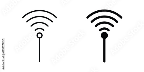 Antenna icon strokes and flat black vectors. Illustrations EPS10